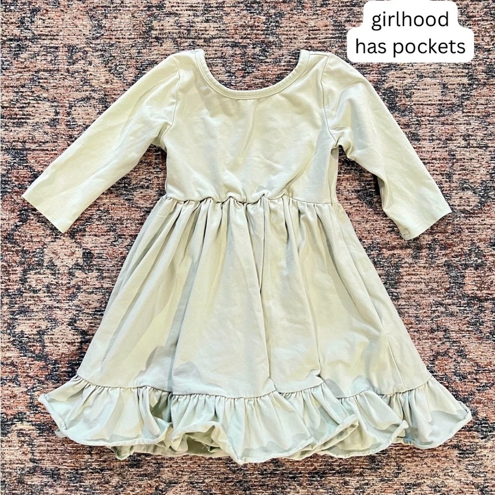 Sage Green Twirl Dress with Pockets
